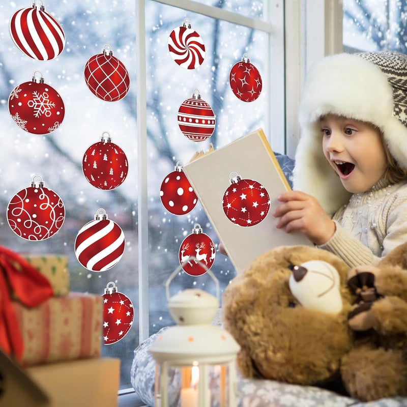 TREWAVE Christmas Ball Cutouts Bulletin Board Decorations Classroom Winter Holiday Cut-Outs Ornaments Home School Christmas Stickers for Wall Window Blackboard Decor - Image 5